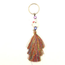 Load image into Gallery viewer, Ceramic Chicken Bead &amp; Glass Bead with Sassy Tiered Tassel Purse charm zipper pull - Florida Poppy
